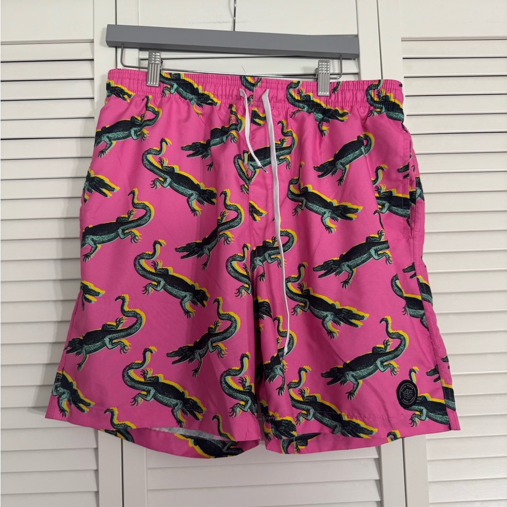 Brooklyn Cloth Pink Alligator Swim Trunks Florida Vacation Sz XL